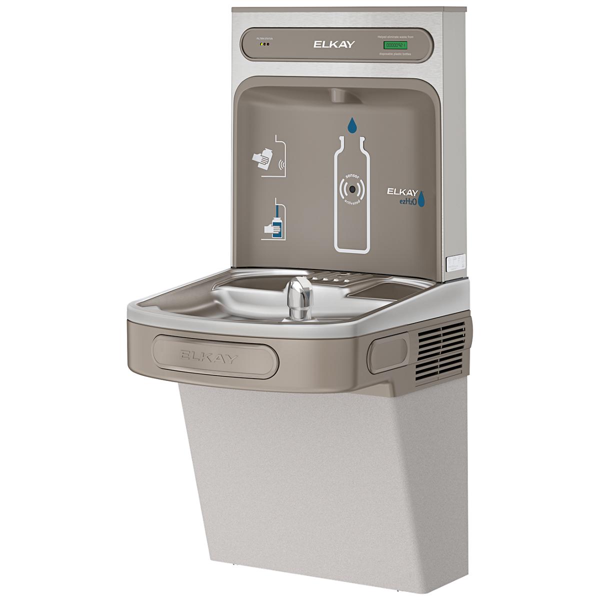 Elkay ezH2O Bottle Filling Station with Single ADA Vandal-Resistant Cooler, Filtered Refrigerated Light Gray LZS8WSVRLK