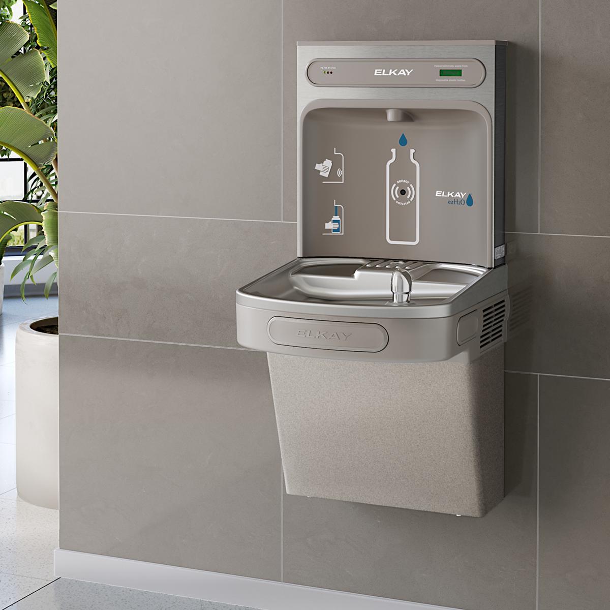 Elkay ezH2O Bottle Filling Station with Single ADA Vandal-Resistant Cooler, Filtered Refrigerated Light Gray LZS8WSVRLK