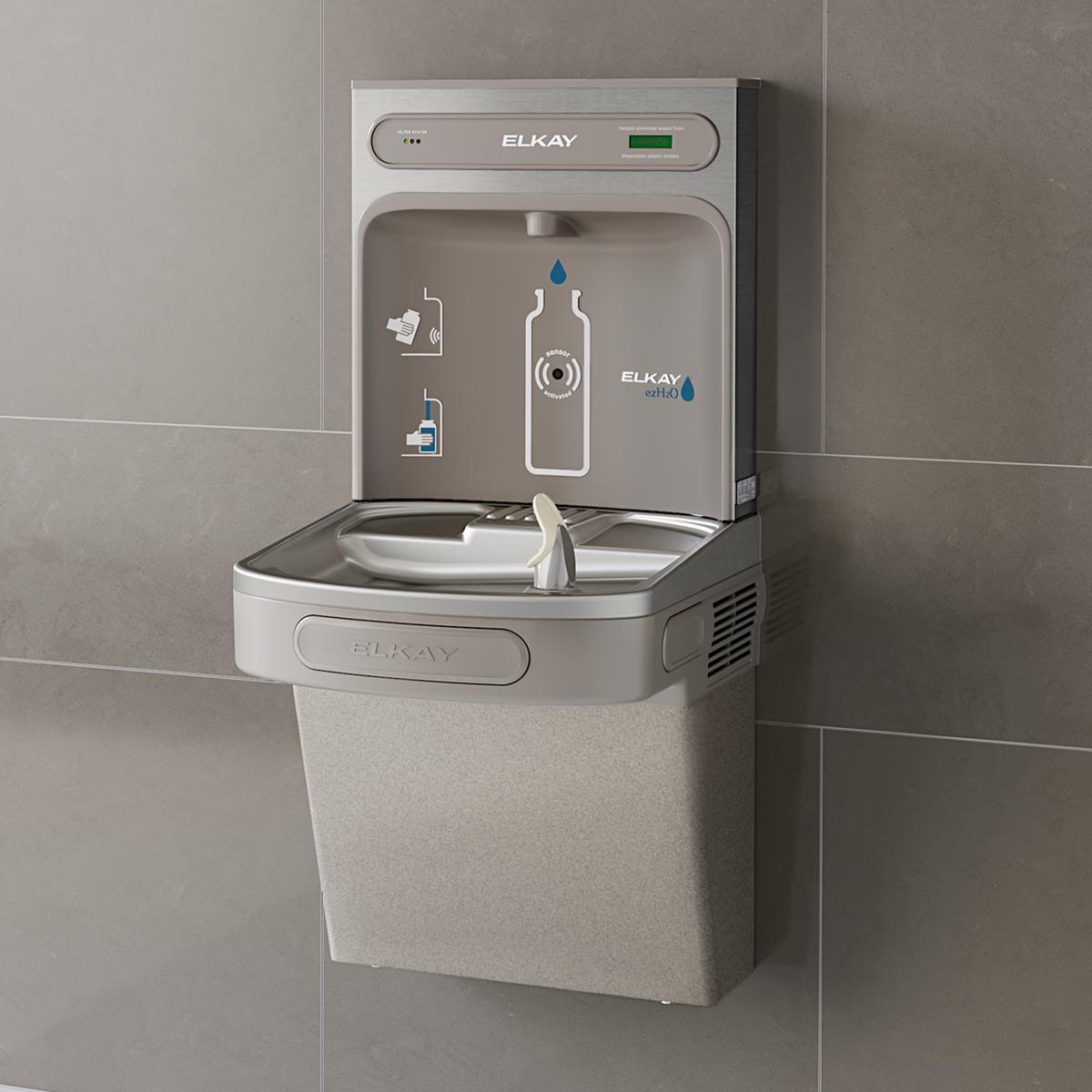 Elkay ezH2O Bottle Filling Station with Single ADA Cooler Filtered Non- Refrigerated Light, Light Gray Granite LZSDWSLK