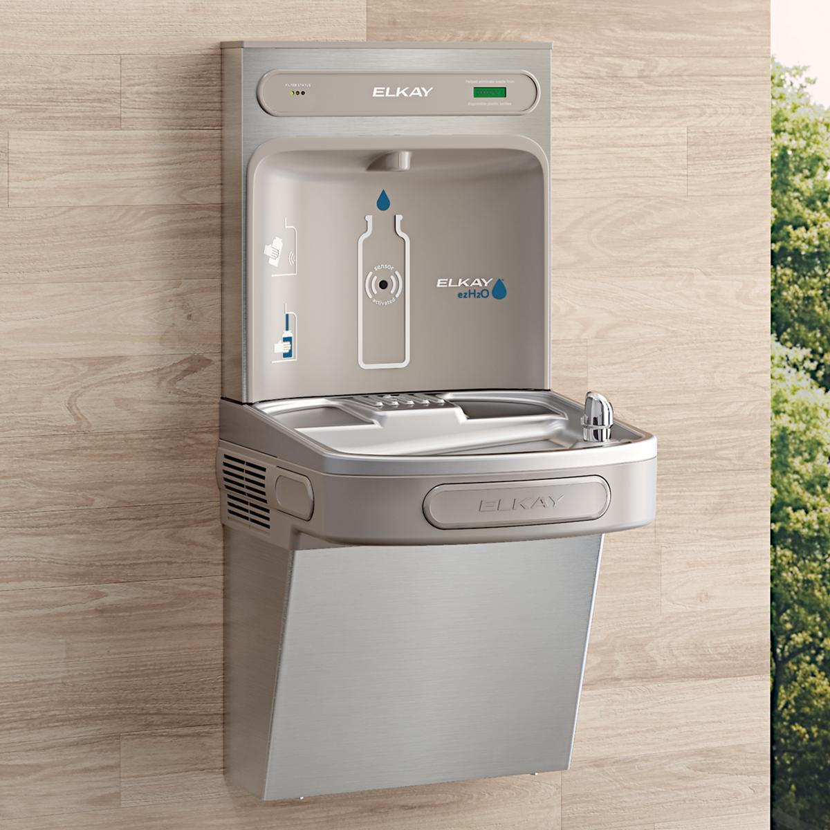 Elkay ezH2O Bottle Filling Station with Single ADA Vandal-Resistant Cooler, Filtered Non-Refrigerated Stainless LZSDWSVRSK