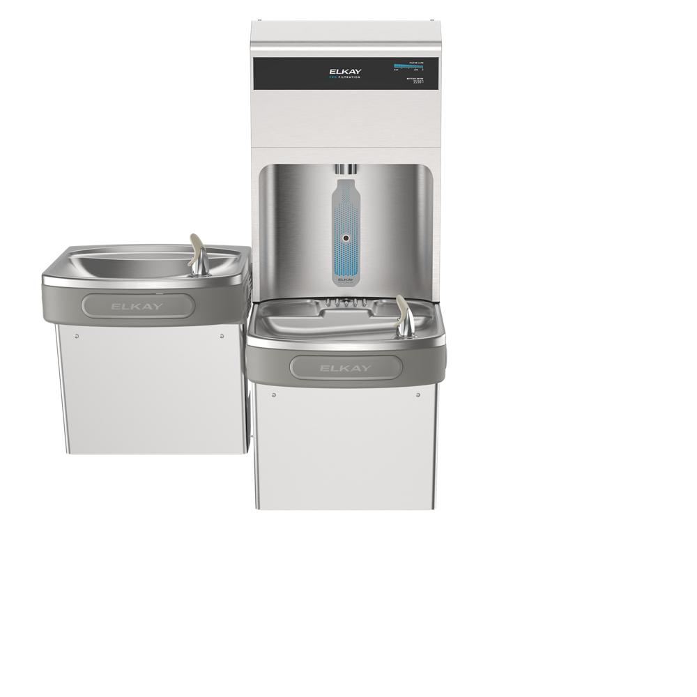 Elkay Pro Filtration Bottle Filling Station & Bi-Level ADA Cooler w/ Lead + Sediment Prefilter - SS LZSTL8WSSPRO-FSR5
