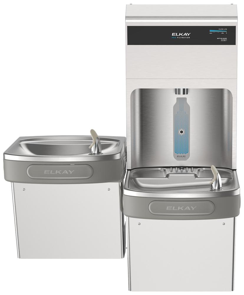 Elkay Pro Filtration Bottle Filling Station & Bi-Level ADA Cooler w/ Ultra Capacity Lead Filter - SS LZSTL8WSSPRO