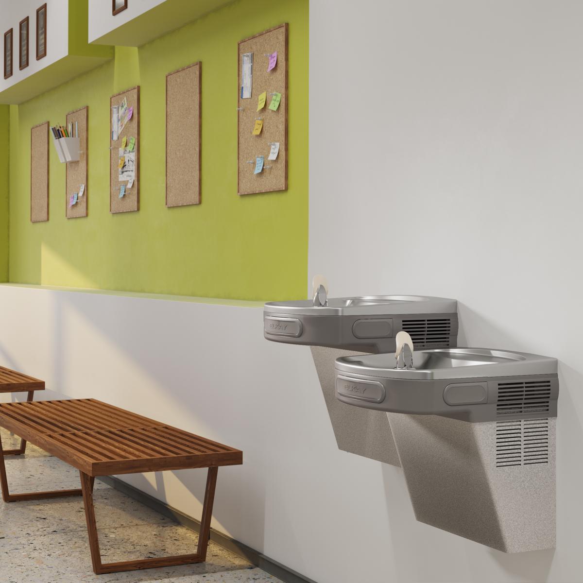 Elkay Versatile Cooler Wall Mount Bi-Level ADA Filtered, Non-Refrigerated Light Gray Granite LZSTLDDLC