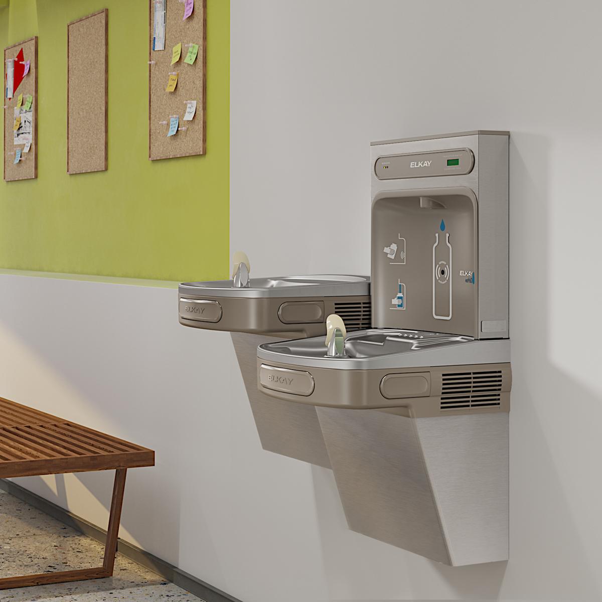 Elkay ezH2O Bottle Filling Station & Versatile Bi-Level ADA Cooler, Filtered Non-Refrigerated Stainless LZSTLDDWSSK
