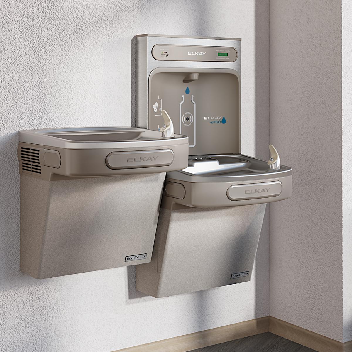 Elkay ezH2O Bottle Filling Station & Versatile Bi-Level ADA Cooler High Efficiency Filtered Refrigerated Light LZSTLG8WSLK