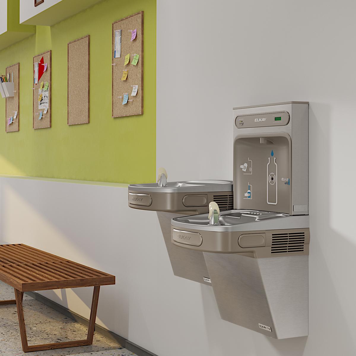 Elkay ezH2O Bottle Filling Station & Versatile Bi-Level ADA Cooler High Efficiency, Filtered, 8.0 GPH LZSTLG8WSSK
