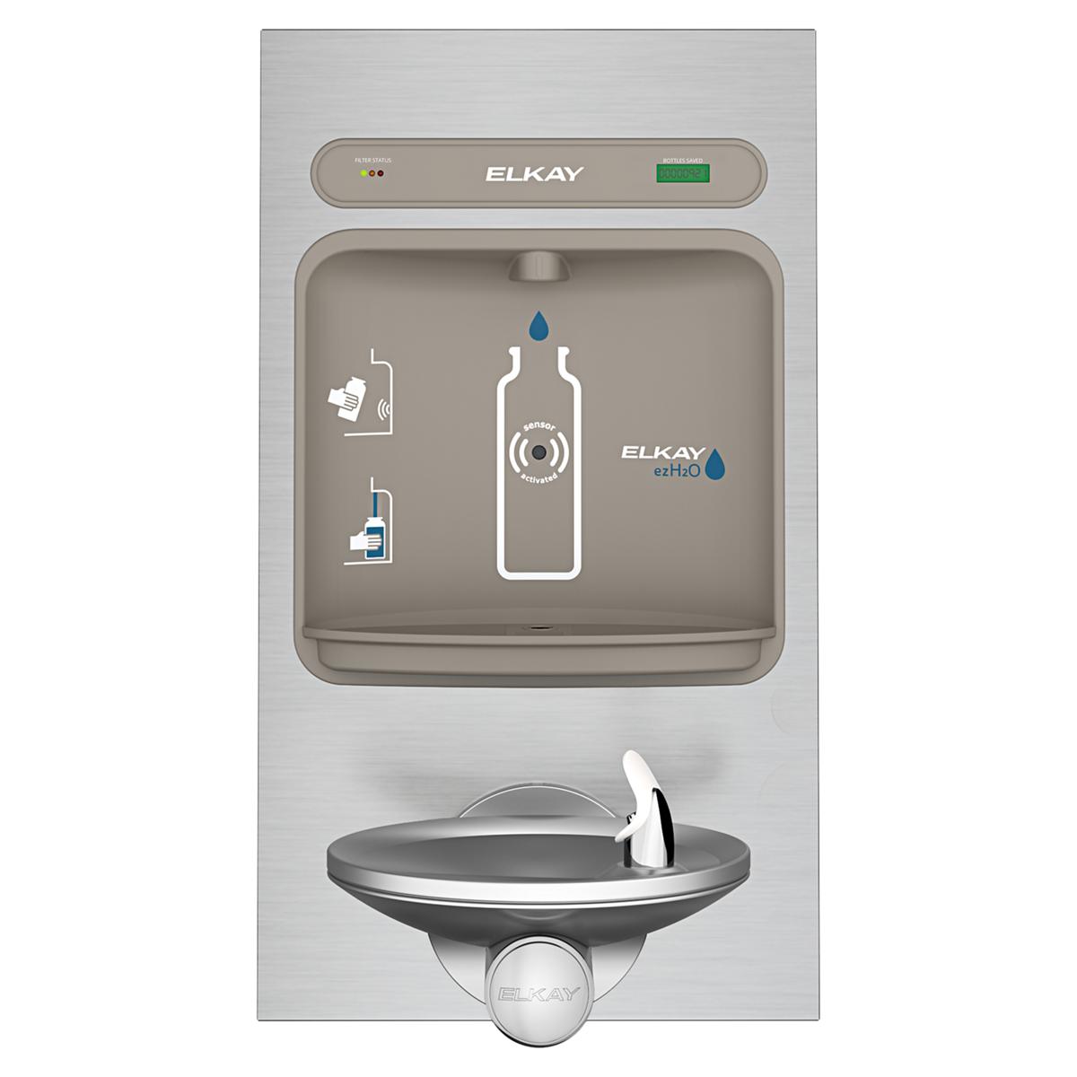 Elkay ezH2O Bottle Filling Station with Integral SwirlFlo Fountain, Filtered Non-Refrigerated Stainless LZWS-EDFPBM114K