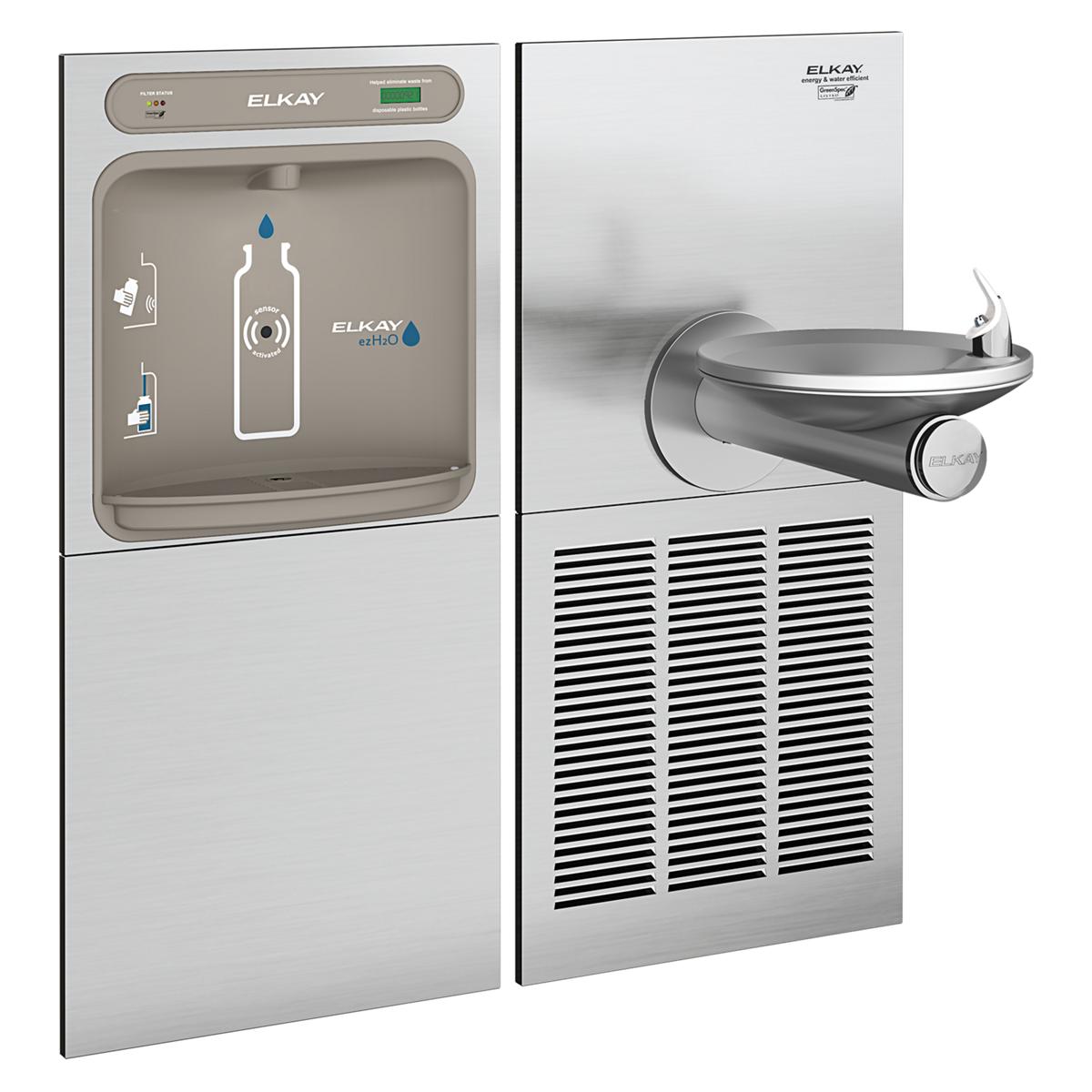 Elkay ezH2O Bottle Filling Station & SwirlFlo Single Fountain, High Efficiency Filtered Refrigerated Stainless LZWS-SFGRN8K