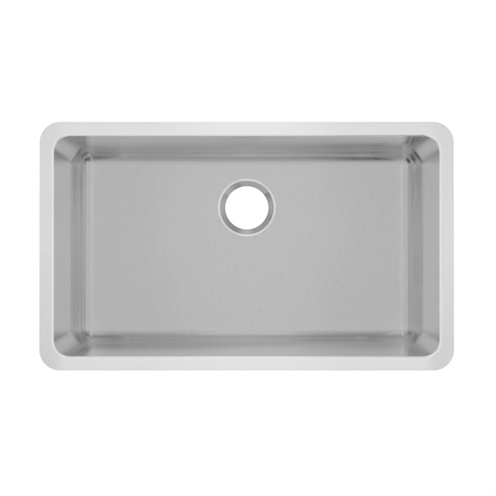 Elkay SS Sink, 30" x 18" x 5 1/2", Undermount, Single Bowl, 18 Ga MFD116
