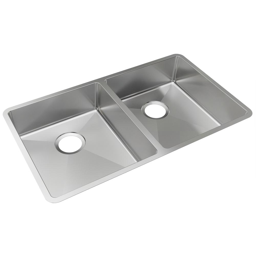 Elkay SS Sink, 31-1/2" x 18-1/2" x 5 1/2", Undermount, Double Bowl, 18 Ga MFD117