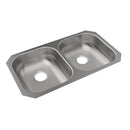 Elkay SS Sink, 31-3/4" x 18-1/4" x 5-1/2", Undermount, Double Bowl, 18 Gauge MFV117