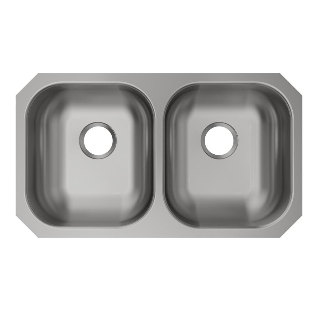 Elkay SS Sink, 31-3/4" x 18-1/4" x 5-1/2", Undermount, Double Bowl, 18 Gauge, 50 Pack MFV117-50