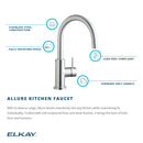 Elkay LK7921SSS Lead-Free Allure Single Hole Kitchen Faucet with Lever Handle Satin Stainless Steel