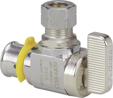 Viega 93515 PureFlow Press Stop Valve Angled, 3/8", PEX Press x Compression (Pack of 10)