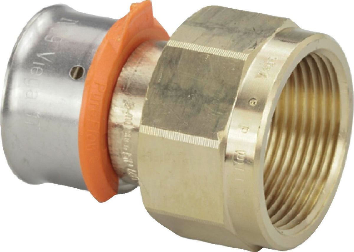 Viega 97140 3/4" PEX Press x 3/4" Flare Lead-Free PureFlow Press Adapter, Silicon Bronze (Pack of 10)
