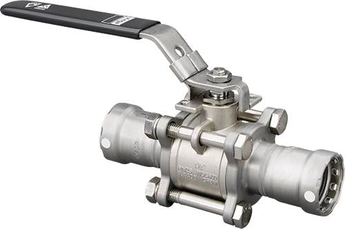 Viega 86515 MegaPress 304 FKM 3-Piece Ball Valve, 1-1/4", Press x Press