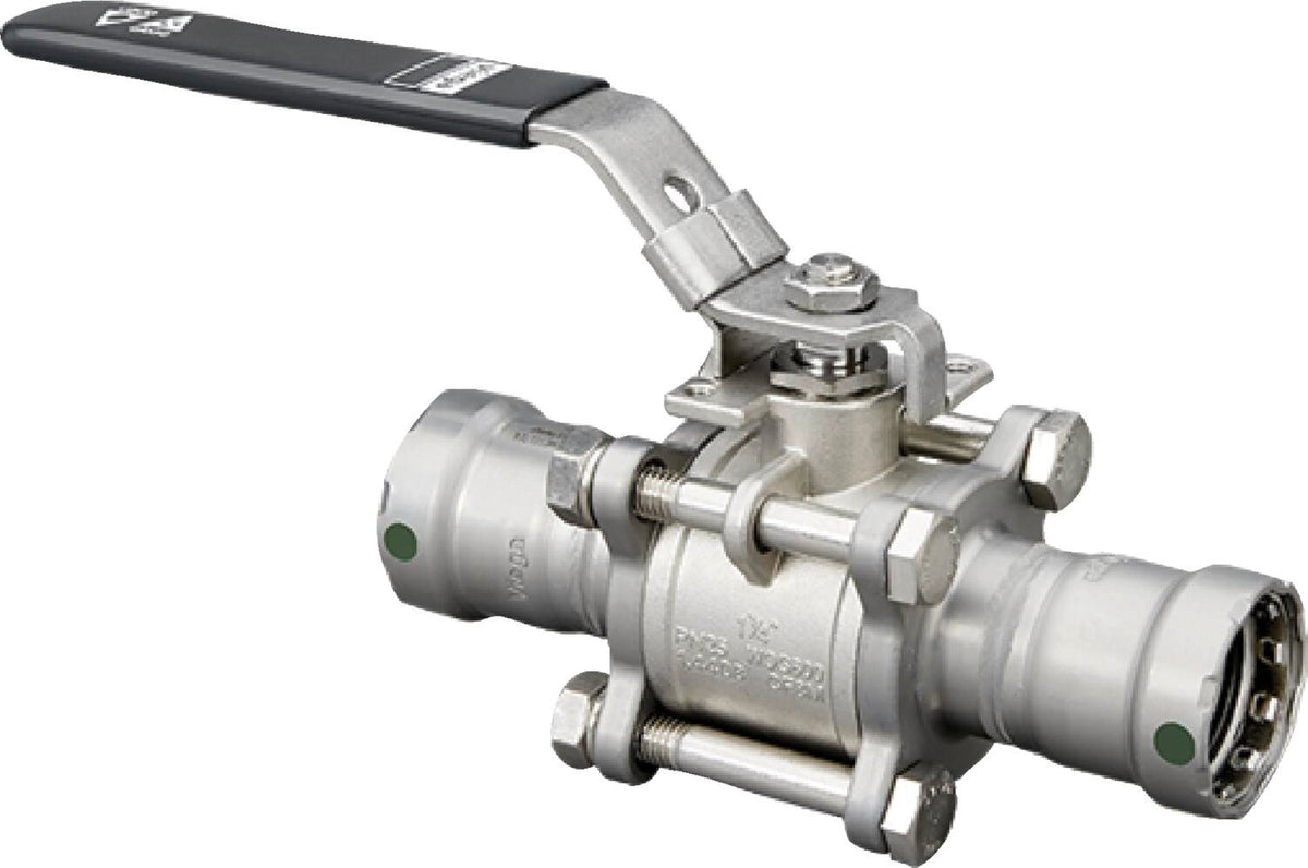 Viega 28503 MegaPress 3-Piece Ball Valve, 1-1/4", Press x Press