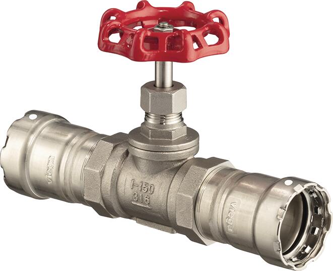 Viega 87650 MegaPress 316 FKM Globe Valve, 1-1/2", Press x Press