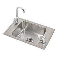 Elkay Celebrity Stainless Steel 25" x 17" x 7-1/8", 2-Hole Single Bowl Drop-in Classroom Sink and Faucet / Bubbler Kit PSDKR2517C