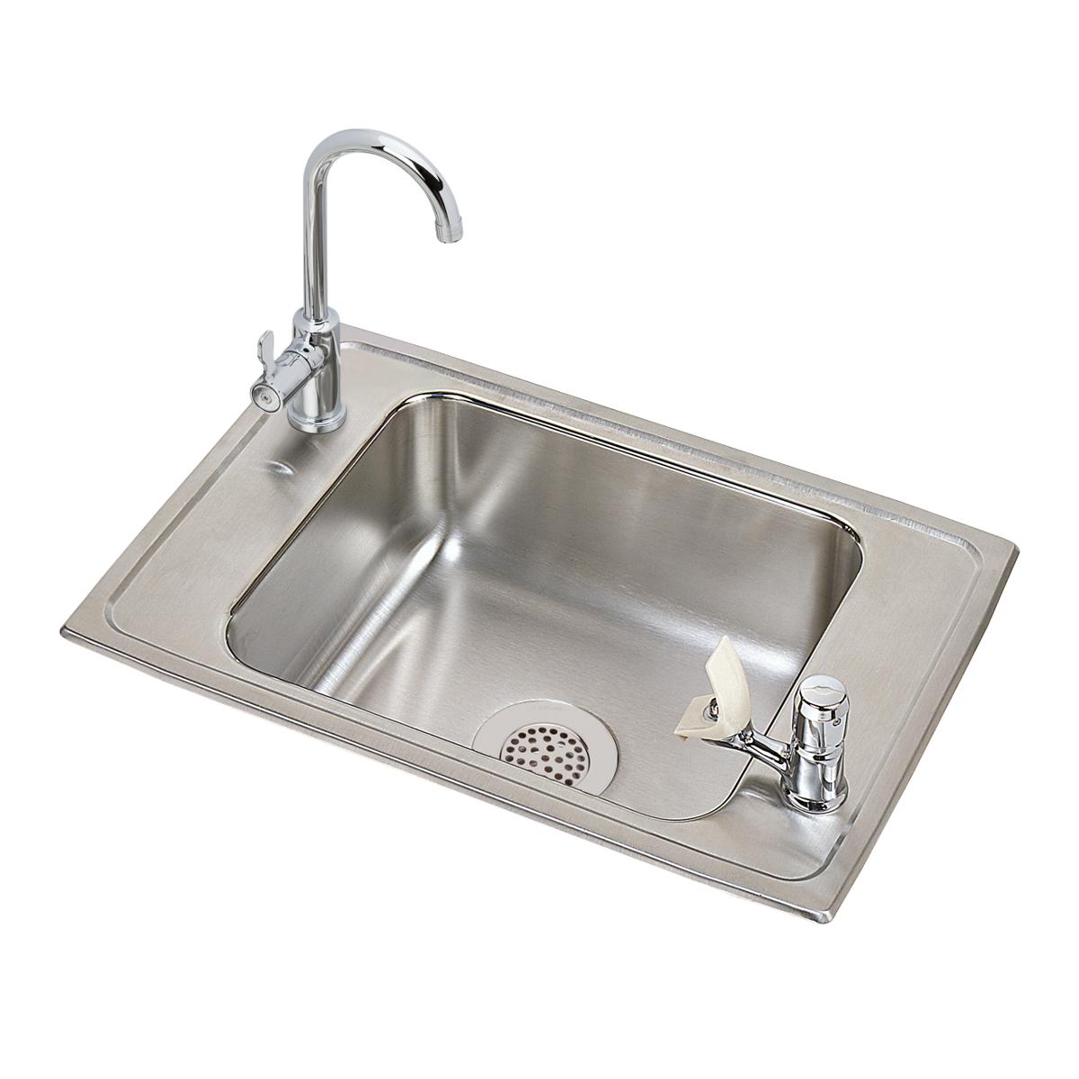 Elkay Celebrity Stainless Steel 25" x 17" x 7-1/8", 2-Hole Single Bowl Drop-in Classroom Sink and Faucet Kit PSDKR2517VRC