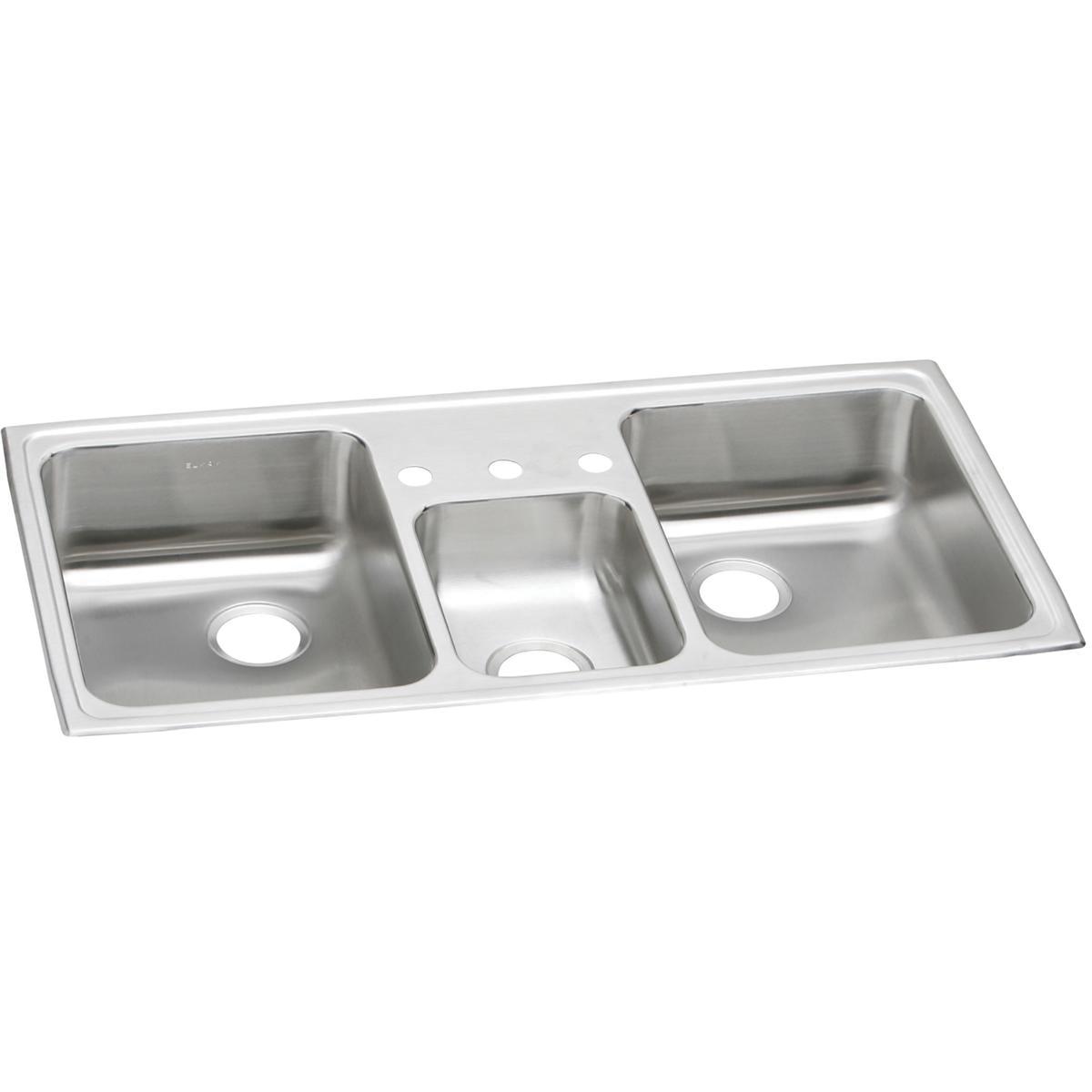 Elkay Celebrity Stainless Steel 43" x 22" x 7-1/8", 3-Hole Triple Bowl Drop-in Sink PSMR43223