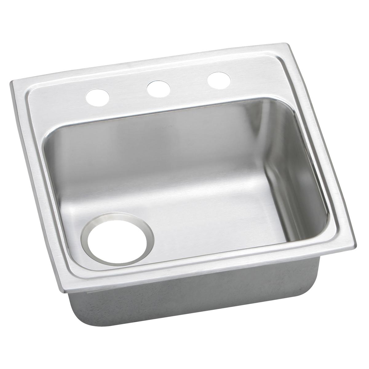 Elkay Celebrity Stainless Steel 19-1/2" x 19" x 5-1/2", 3-Hole Single Bowl Drop-in ADA Sink with Quick-clip and Left Drain PSRADQ191955L3