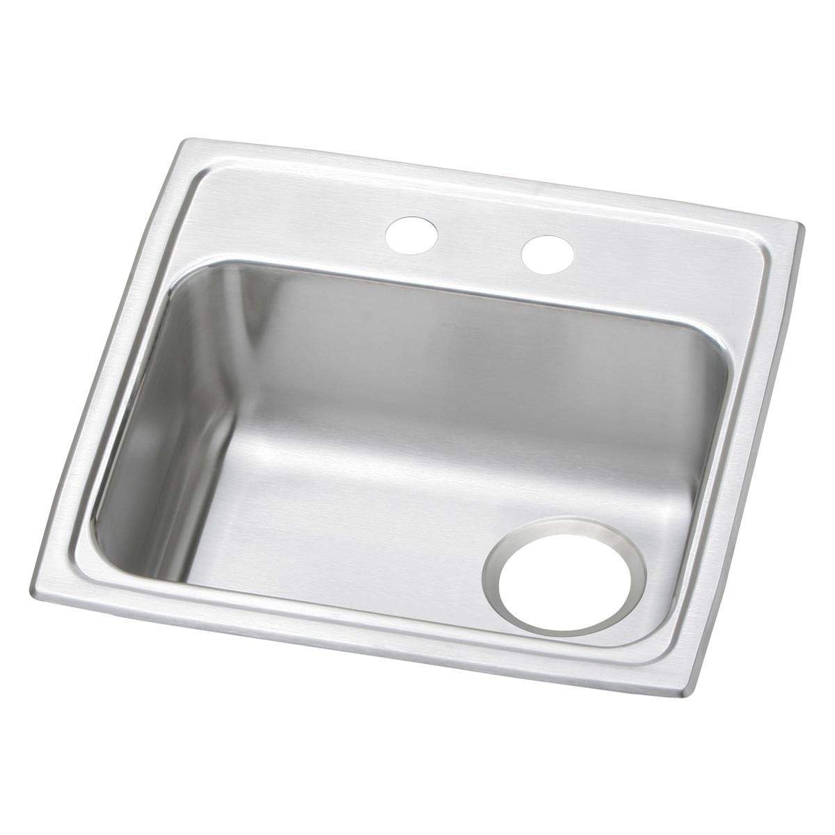 Elkay Celebrity Stainless Steel 19-1/2" x 19" x 5-1/2", 2-Hole Single Bowl Drop-in ADA Sink with Quick-clip and Right Drain PSRADQ191955R2