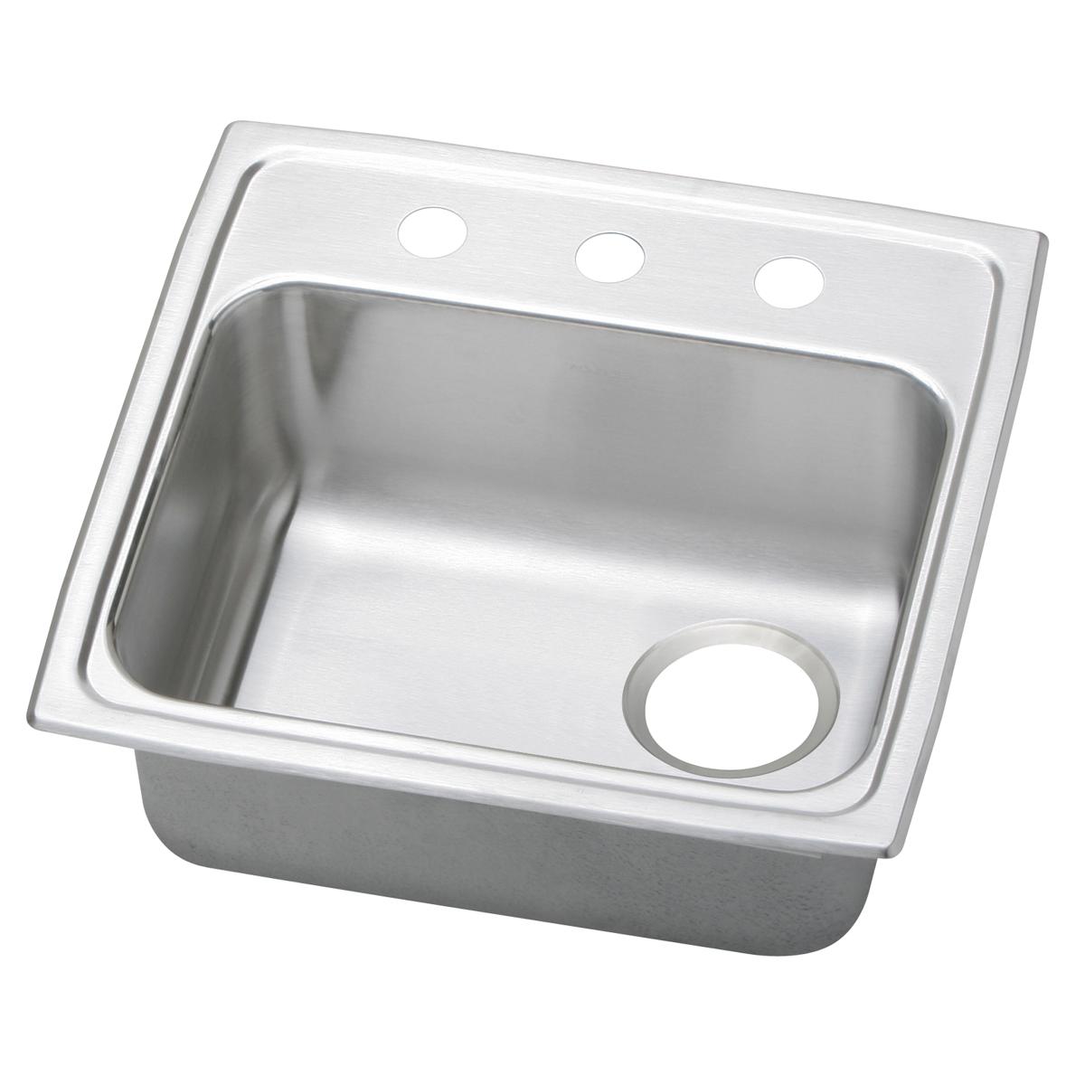 Elkay Celebrity Stainless Steel 19-1/2" x 19" x 5-1/2", 3-Hole Single Bowl Drop-in ADA Sink with Quick-clip and Right Drain PSRADQ191955R3