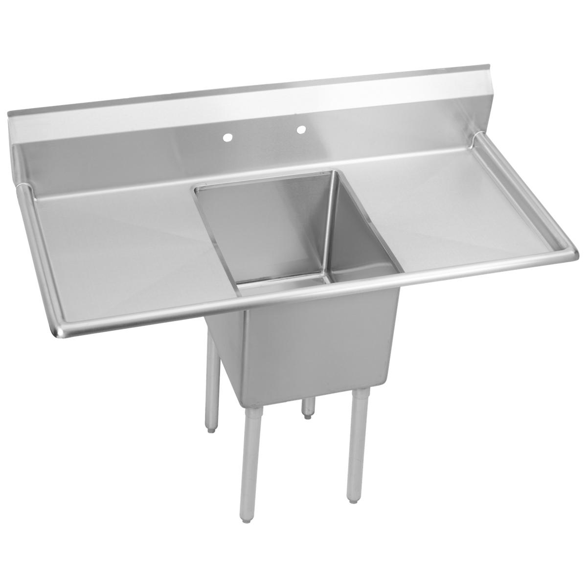 Elkay Dependabilt Stainless Steel 54" x 23-13/16" x 43-3/4" 18 Gauge One Compartment Sink w/ 18" Left and Right Drainboards and Stainless Steel Legs S1C18X18-2-18X