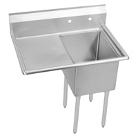 Elkay Dependabilt Stainless Steel 38-1/2" x 23-13/16" x 43-3/4" 18 Gauge One Compartment Sink w/ 18" Left Drainboard and Stainless Steel Legs SE1C18X18-L-18X