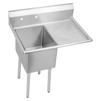 Elkay Dependabilt Stainless Steel 38-1/2" x 23-13/16" x 43-3/4" 18 Gauge One Compartment Sink w/ 18" Right Drainboard and Stainless Steel Legs SE1C18X18-R-18X