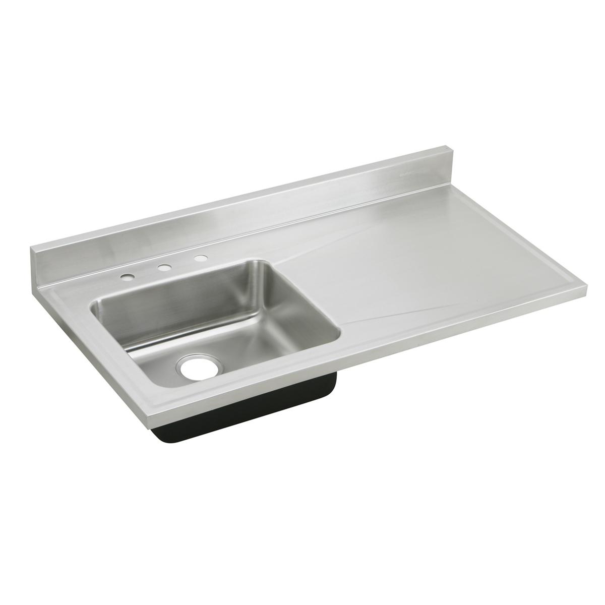 Elkay Lustertone Classic Stainless Steel 48" x 25" x 7-1/2", Single Bowl Sink Top with Drainboard S4819L4