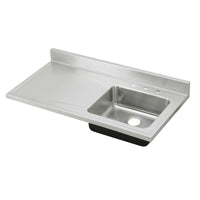 Elkay Lustertone Classic Stainless Steel 48" x 25" x 7-1/2", Single Bowl Sink Top with Drainboard S4819R4