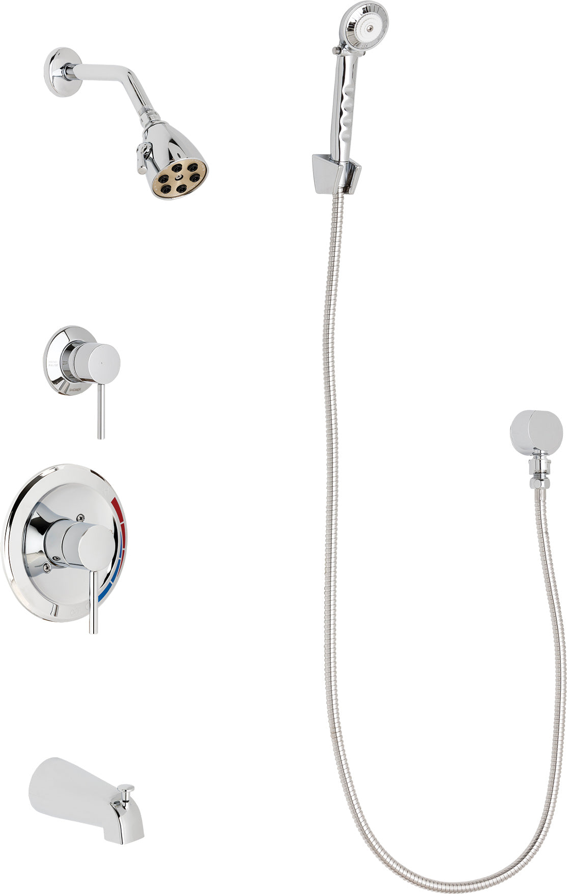 Chicago Faucets SH-PB1-11-110 1/2" Pressure balancing tub and shower system with hand spray and wall hook