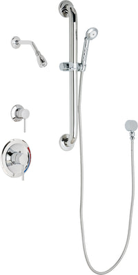 Chicago Faucets SH-PB1-12-023 1/2" Pressure balancing shower system with hand spray and 24" ADA grab bar