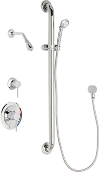 Chicago Faucets SH-PB1-13-014 1/2" Pressure balancing shower system with hand spray and 36" ADA grab bar
