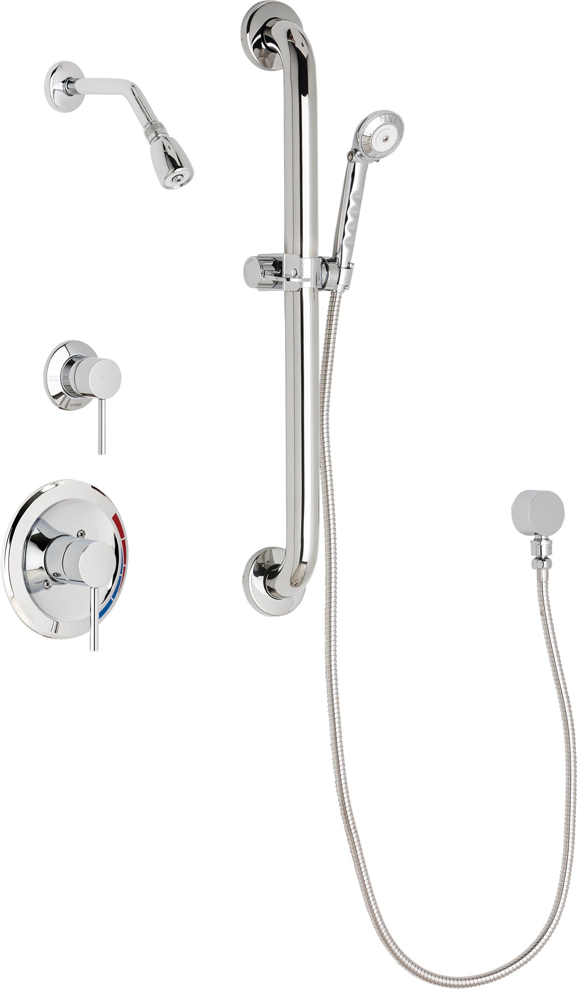 Chicago Faucets SH-PB1-13-033 1/2" Pressure balancing shower system with hand spray and 24" ADA grab bar