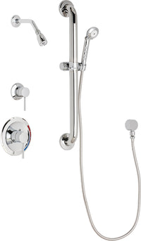 Chicago Faucets SH-PB1-13-033 1/2" Pressure balancing shower system with hand spray and 24" ADA grab bar
