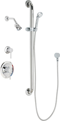 Chicago Faucets SH-PB1-16-044 1/2" Pressure balancing shower system with hand spray and 36" ADA grab bar