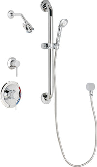 Chicago Faucets SH-PB1-17-033 1/2" Pressure balancing shower system with hand spray and 24" ADA grab bar
