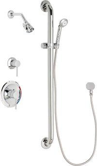 Chicago Faucets SH-PB1-17-034 1/2" Pressure balancing shower system with hand spray and 36" ADA grab bar