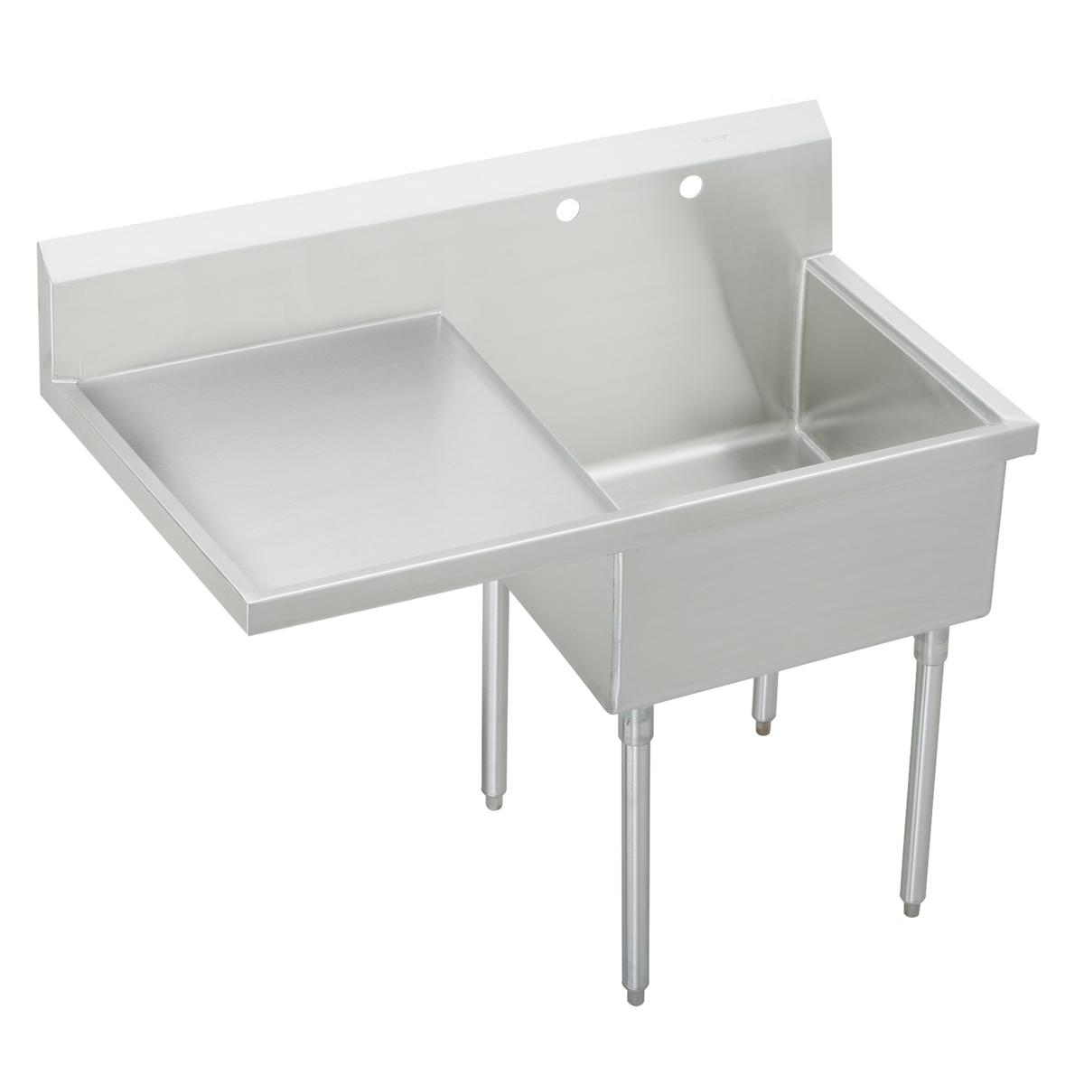 Elkay Sturdibilt Stainless Steel 49-1/2" x 27-1/2" x 14" Floor Mount, Single Compartment Scullery Sink w/ Drainboard SS8124L2