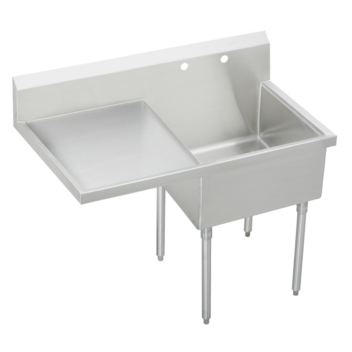 Elkay Sturdibilt Stainless Steel 55-1/2" x 27-1/2" x 14" Floor Mount, Single Compartment Scullery Sink w/ Drainboard SS8130L2