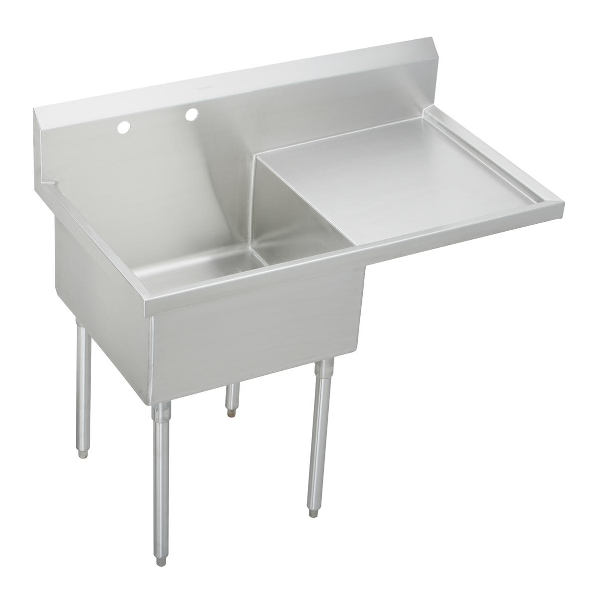 Elkay Sturdibilt Stainless Steel 55-1/2" x 27-1/2" x 14" Floor Mount, Single Compartment Scullery Sink w/ Drainboard SS8130R2