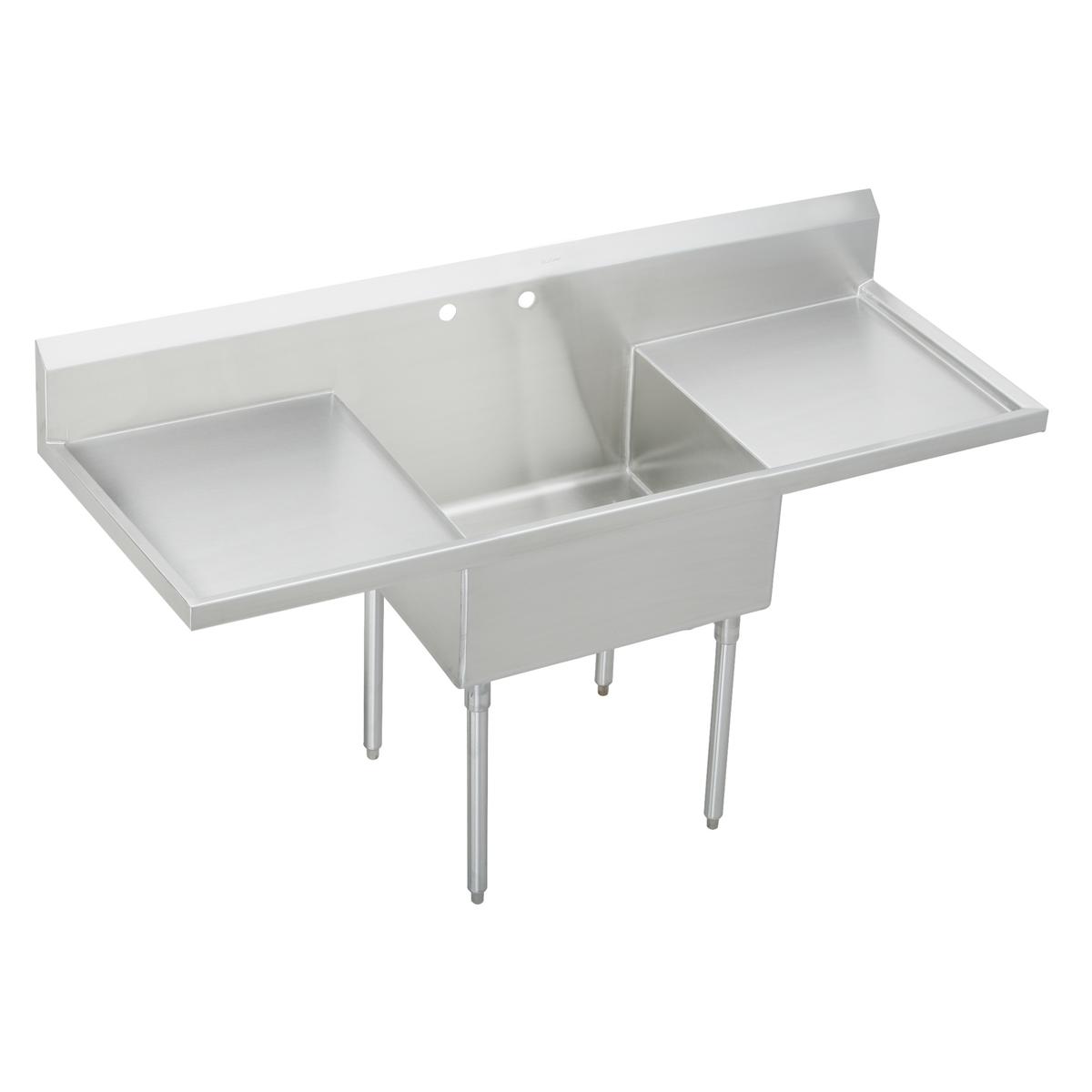 Elkay Sturdibilt Stainless Steel 84" x 27-1/2" x 14" Floor Mount, Single Compartment Scullery Sink with Drainboard SS8136LR2