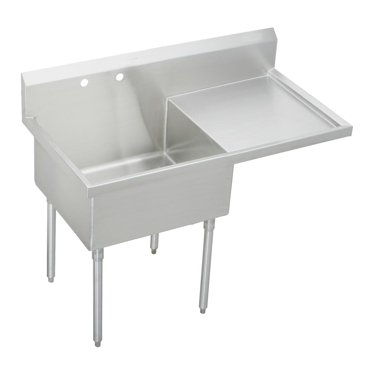 Elkay Sturdibilt Stainless Steel 61-1/2" x 27-1/2" x 14" Floor Mount, Single Compartment Scullery Sink w/ Drainboard SS8136R2