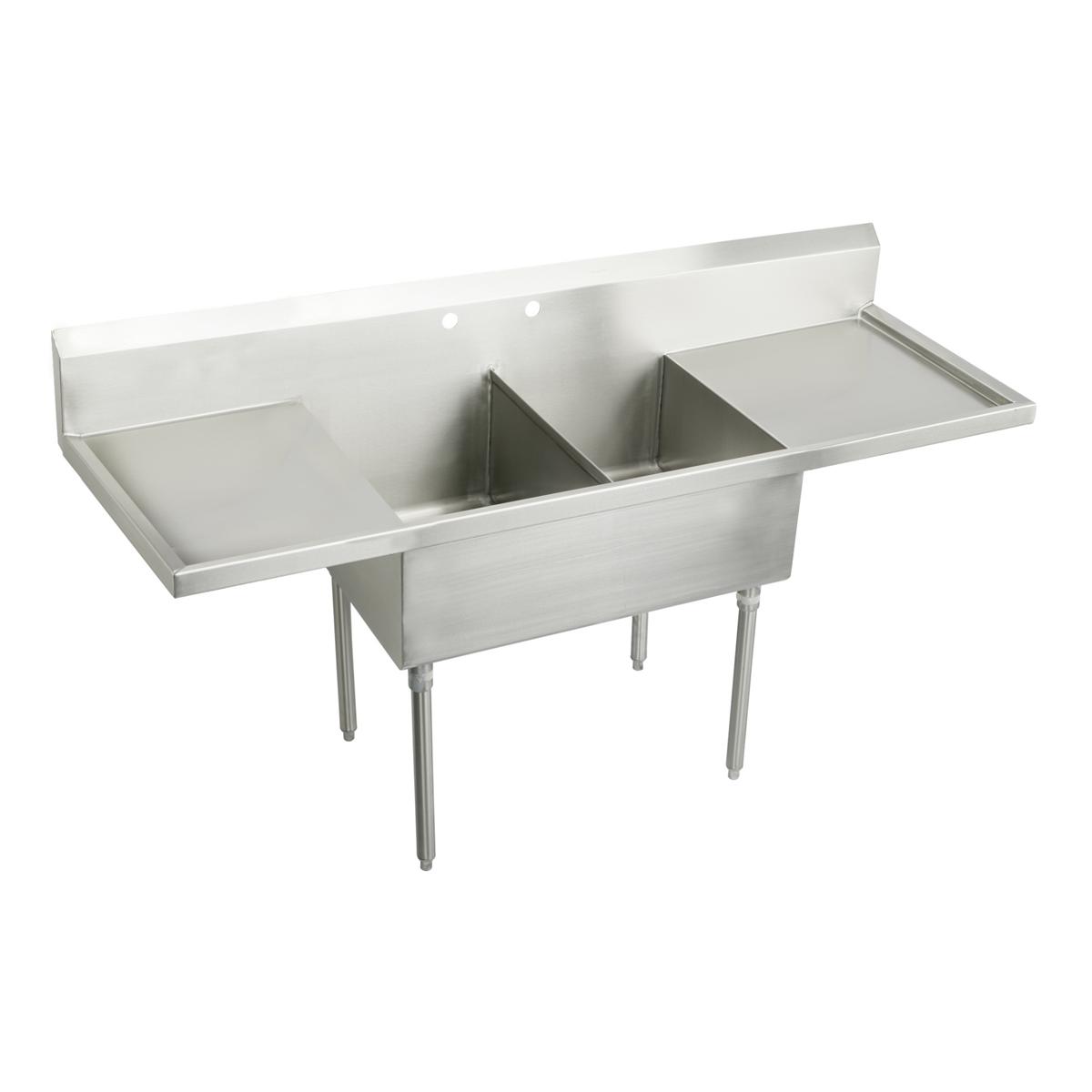 Elkay Sturdibilt Stainless Steel 78" 27-1/2" x 14" Floor Mount, Double Compartment Scullery Sink with Drainboard SS8230LR2