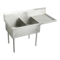 Elkay Sturdibilt Stainless Steel 61-1/2" x 27-1/2" x 14" Floor Mount, Double Compartment Scullery Sink w/ Drainboard SS8236R2