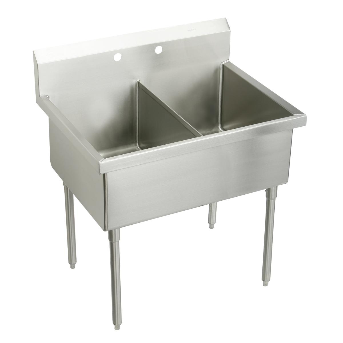 Elkay Sturdibilt Stainless Steel 45" x 27-1/2" x 14" Floor Mount, Double Compartment Scullery Sink SS82422
