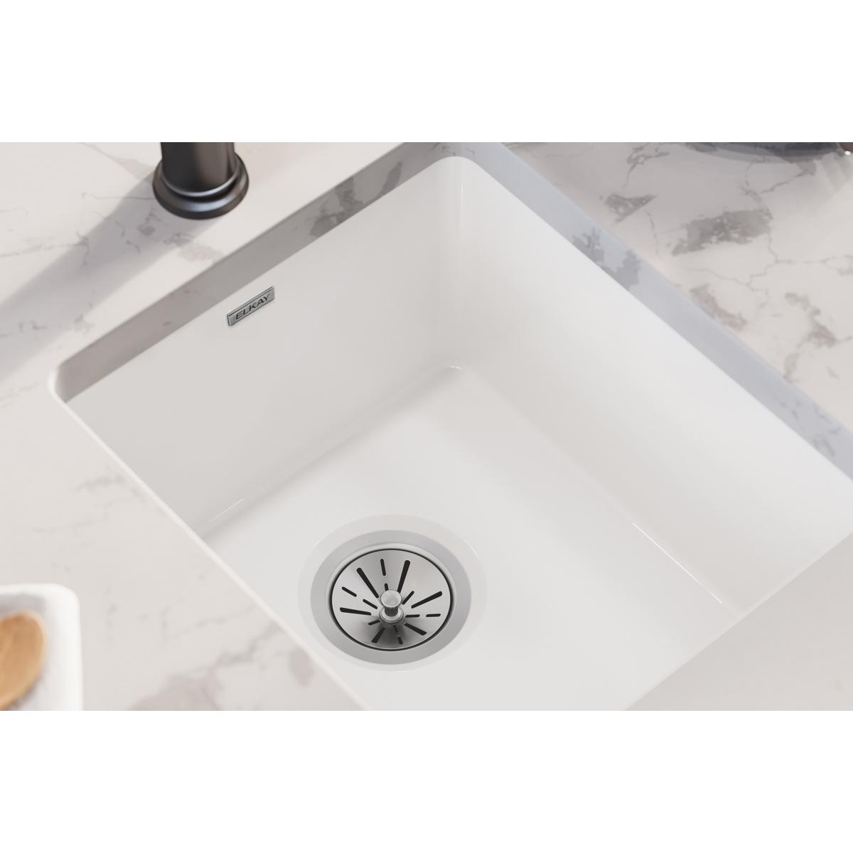 Elkay Fireclay 16-7/16" x 18-15/16" x 9-1/16" Single Bowl Undermount Bar Sink White SWU1517WH